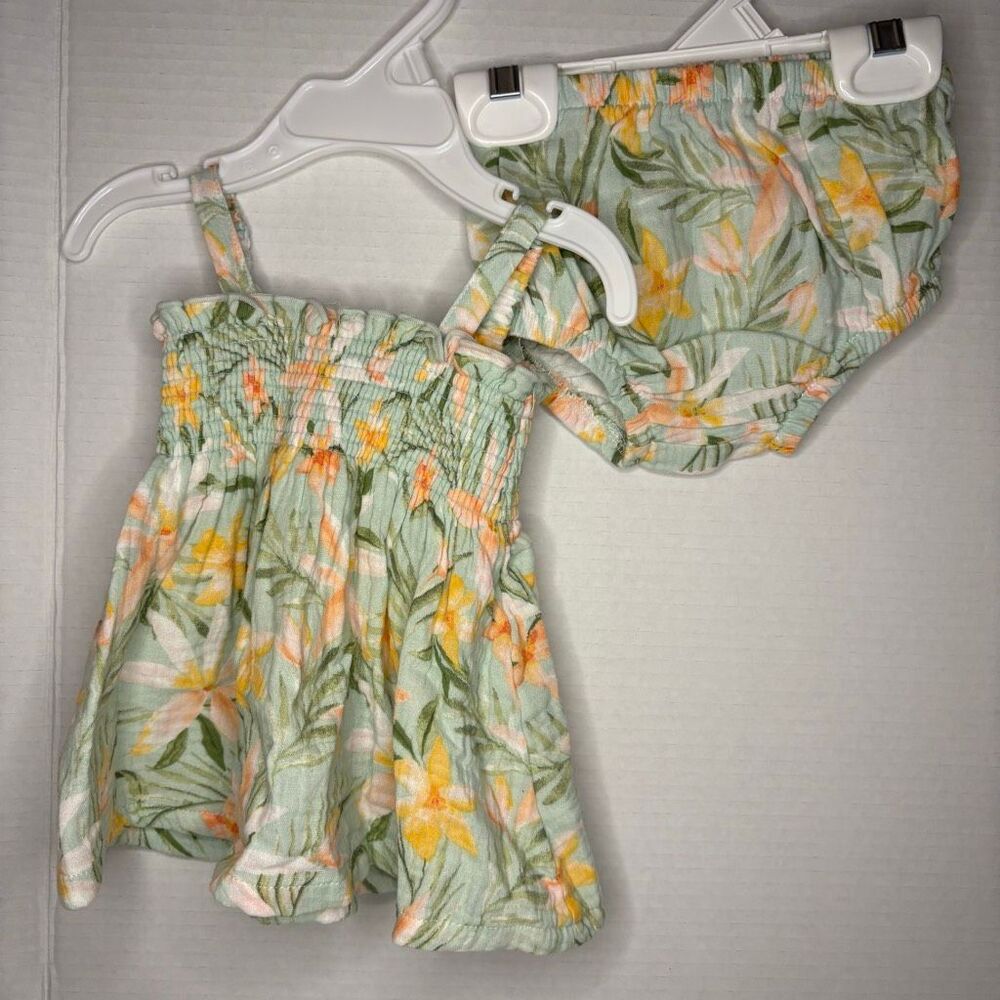 Angel Dear Baby Girl Island Floral Smocked Top & Bloomer 3-6M NWT